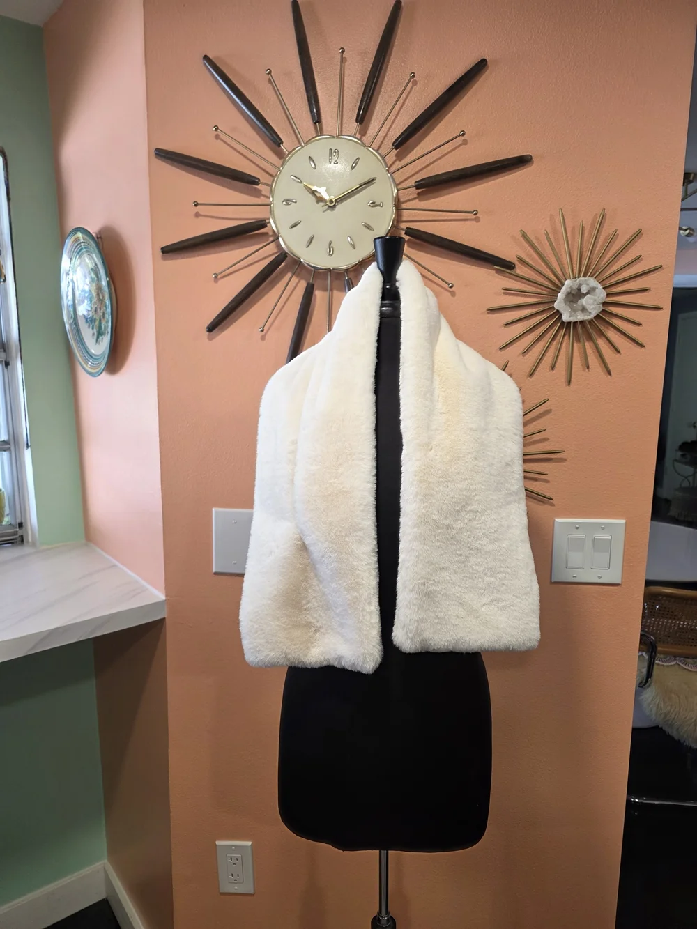 Apparis Cream Faux Fur Wrap Scarf Mobwife Boho Chic Winter Cozy Babe